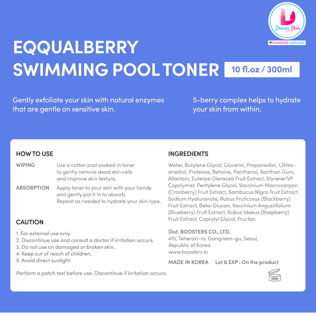 Eqqualberry Swimming Pool Daily Facial Toner [300ml]